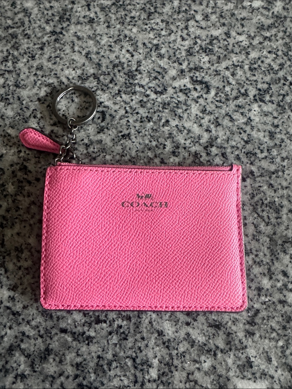 Coach Pink Leather Zip Card Case Keyring - Coach - NEW